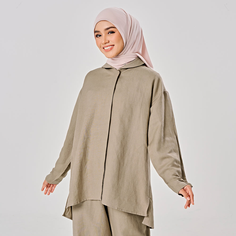 Linen Back Pleat Shirt