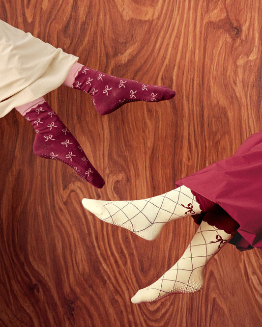 Ribbon Grip Socks