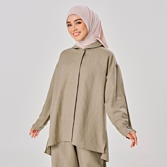 Linen Back Pleat Shirt