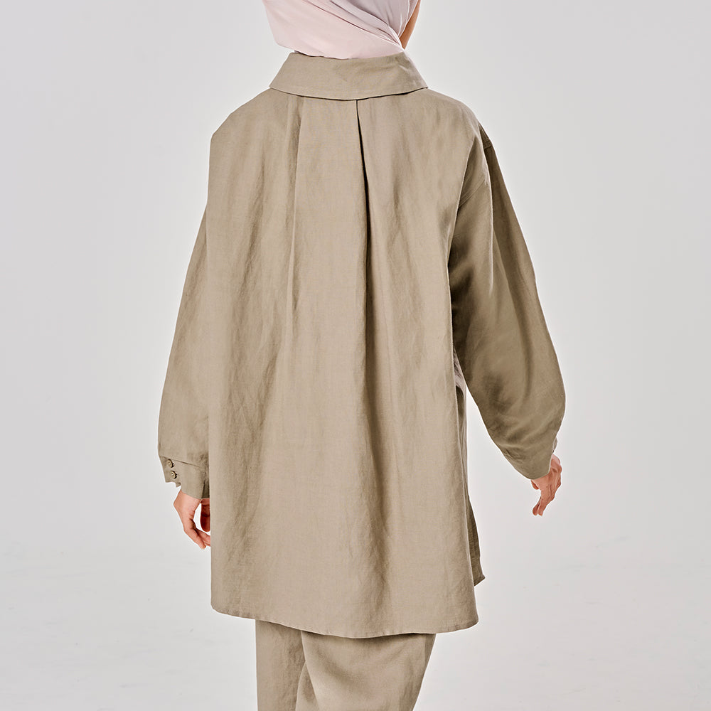 Linen Back Pleat Shirt
