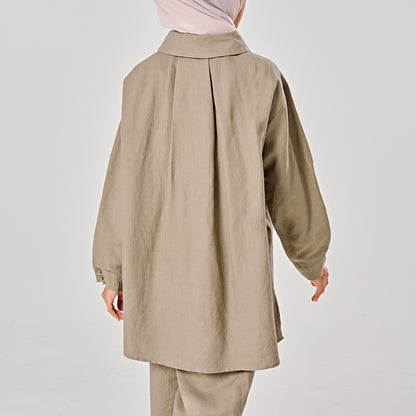 Linen Back Pleat Shirt