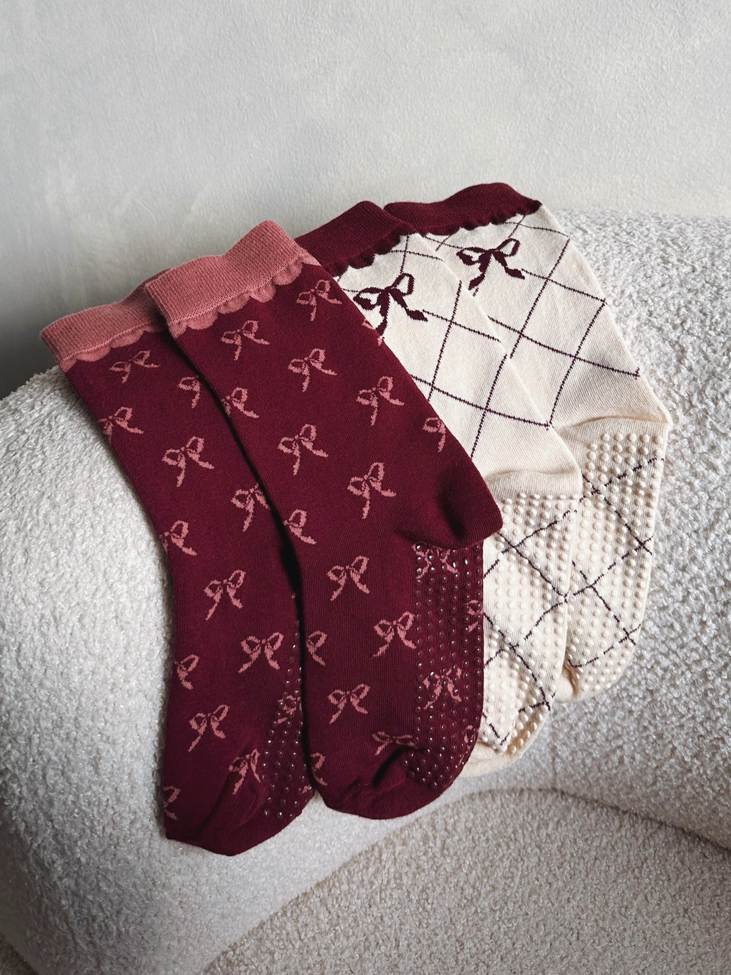 Ribbon Grip Socks